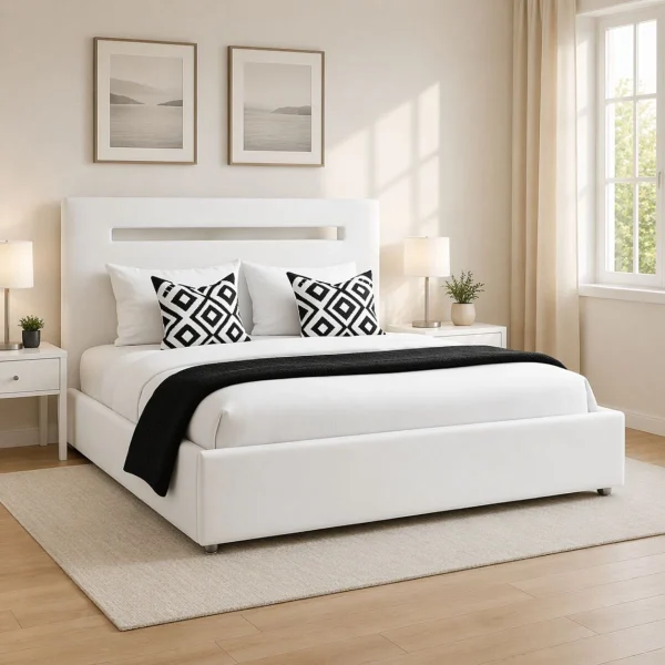 Cama moderna Harmony com colchão e estrado